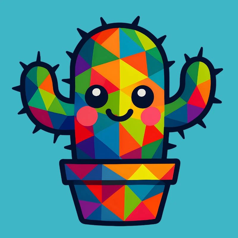 WPAP polygone Kawaii Style bébé cactus dans un pot de fleurs