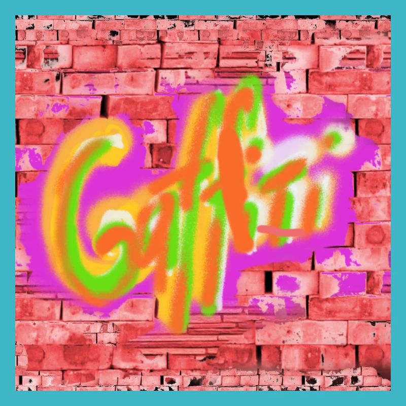 Colorful graffiti on bricks