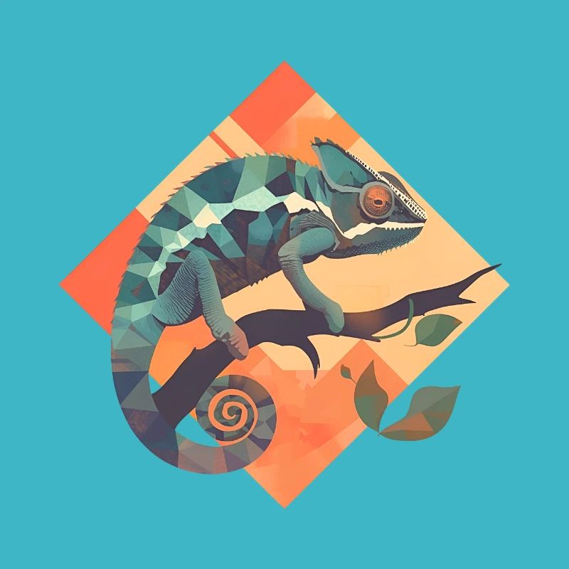Geometrischer Chamäleon auf Ast
