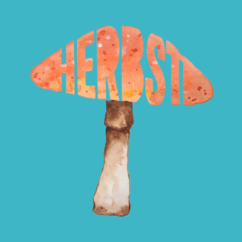Champignon d’automne Aquarelle Illustration Typographie
