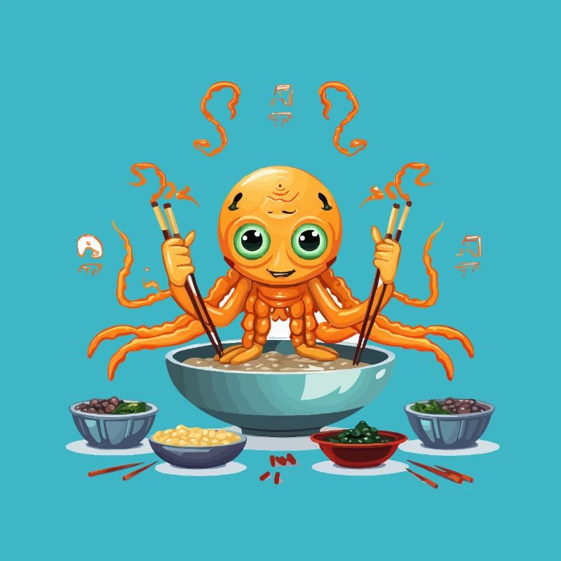 Petit tentacule dans une soupe ramen
