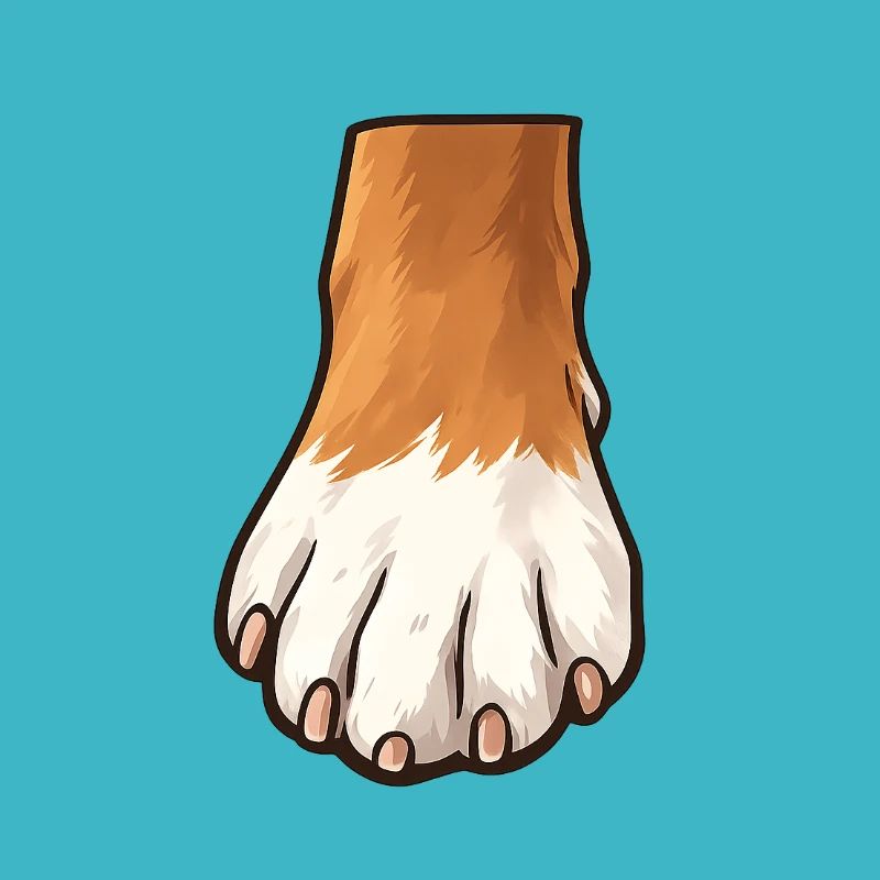 Conception de pattes de chien brunes blanches
