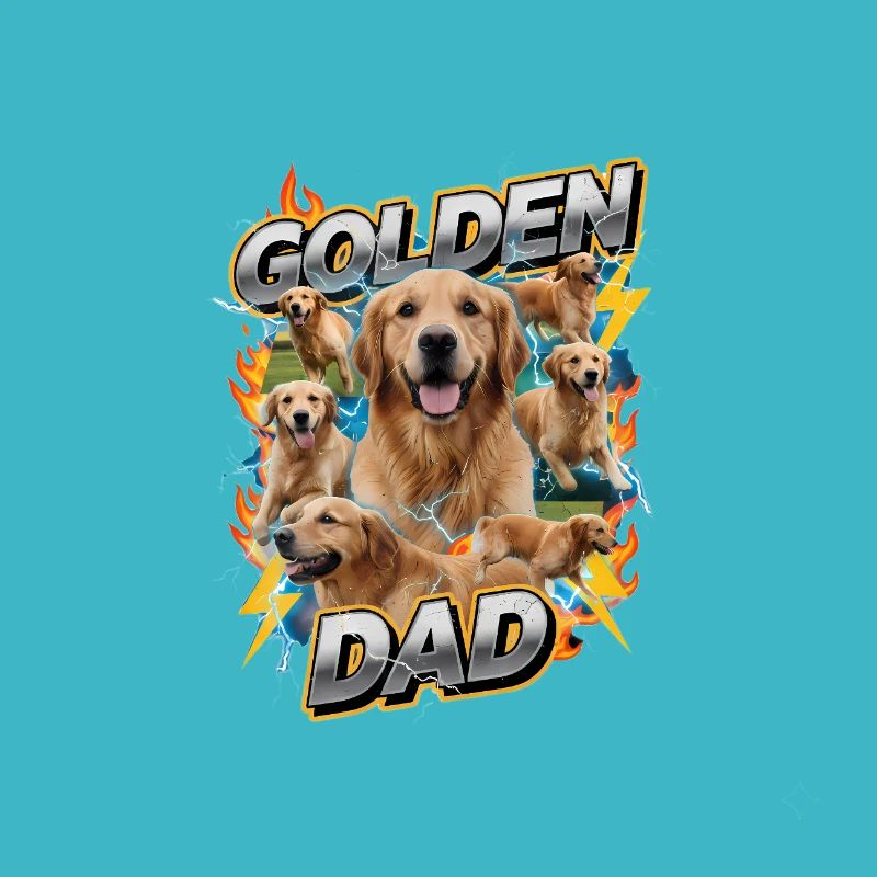 Golden Retriever Dad 90s Retro