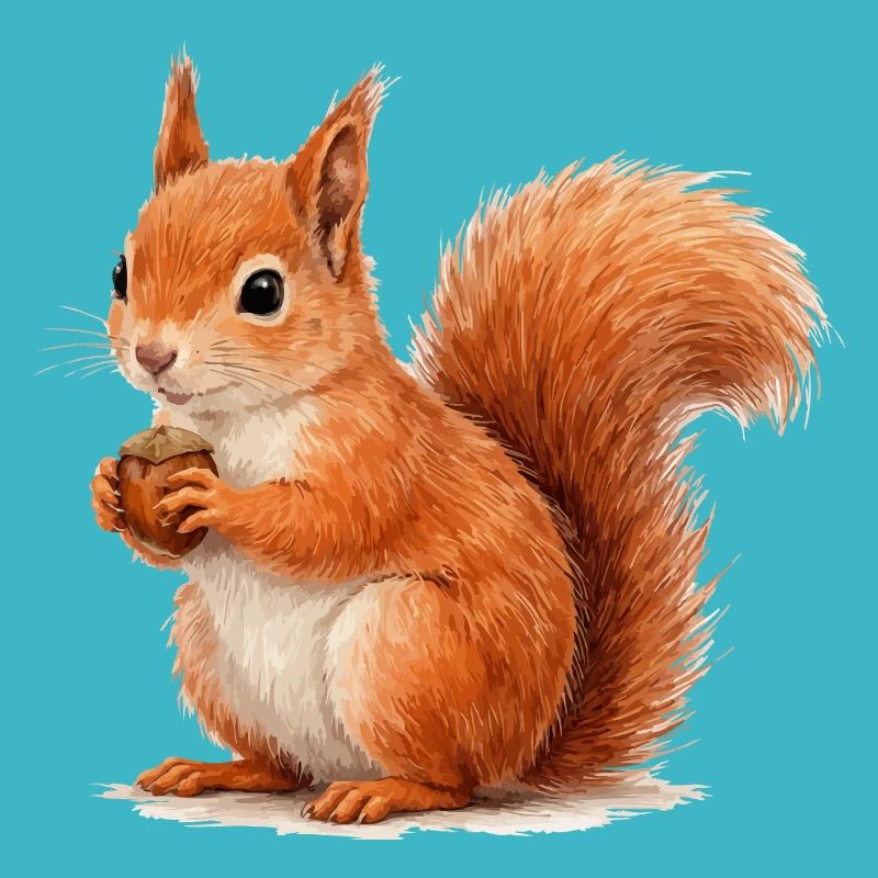 Eichhörnchen mit Eichel Illustration