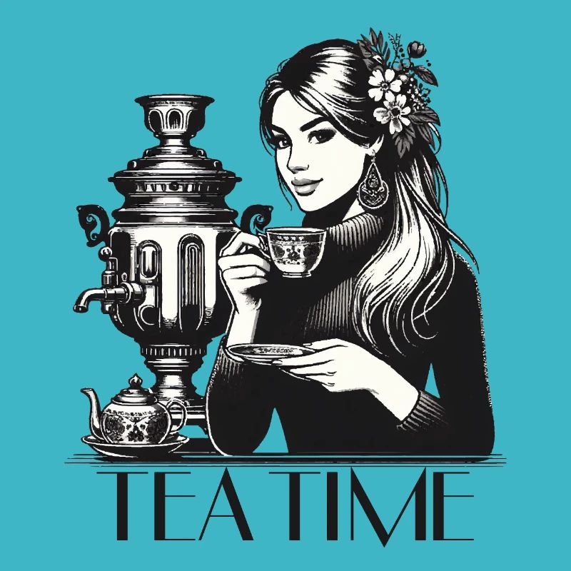 Samowar Teezeit Frau Geschenk