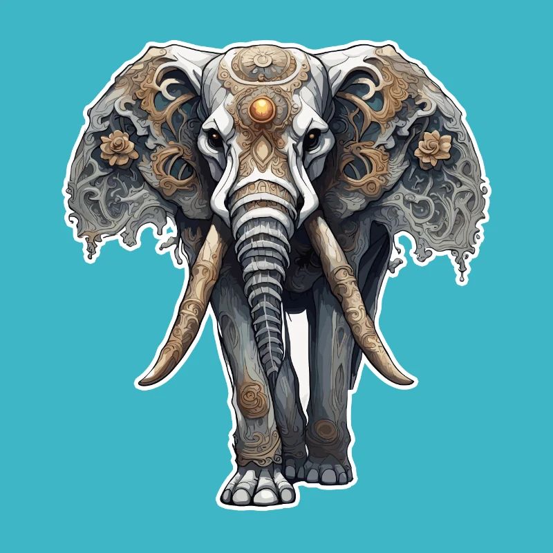 Elefant / Tier / Orientalisch / Blumen / Muster