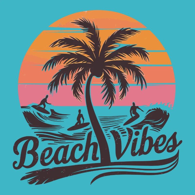 Beach Vibes Retro Surfer Palm Beach Vacation