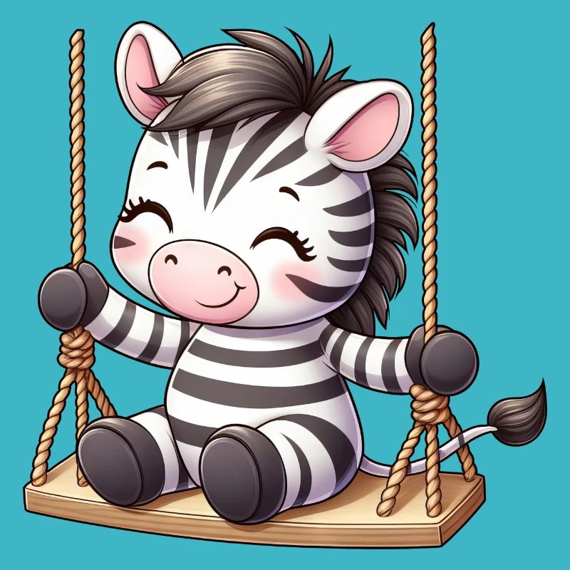 Zèbre mignon sur la balançoire Comic