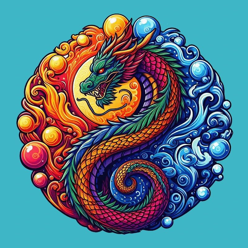 Vibrant Yin Yang Dragon