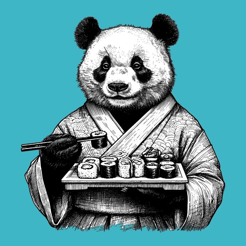 Sushi Panda Maki Kimono Zeichnung Geschenk