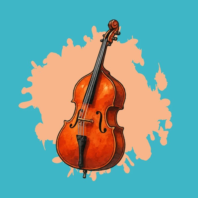 Orange Violoncelle Aquarelle