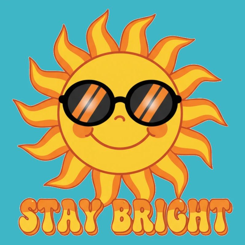 Bleib Bright Retro Groovy Smiling Sun Design