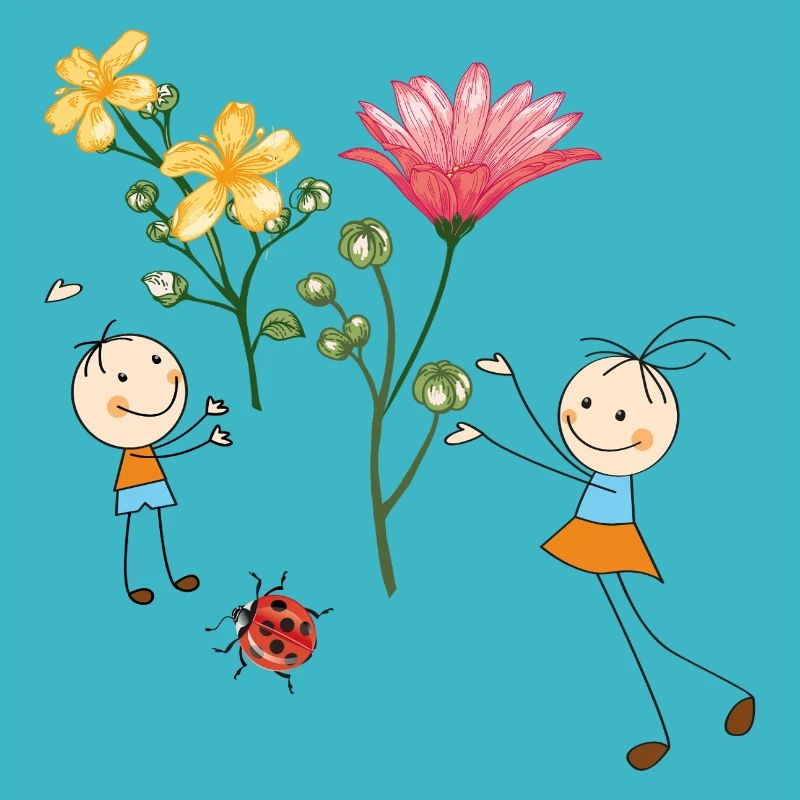 Acclamations d’enfants avec des fleurs colorées