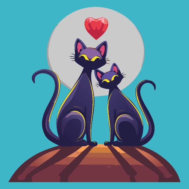 Zwei katzen mit Herz