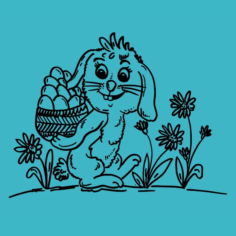 Lapin mignon avec des œufs de Pâques