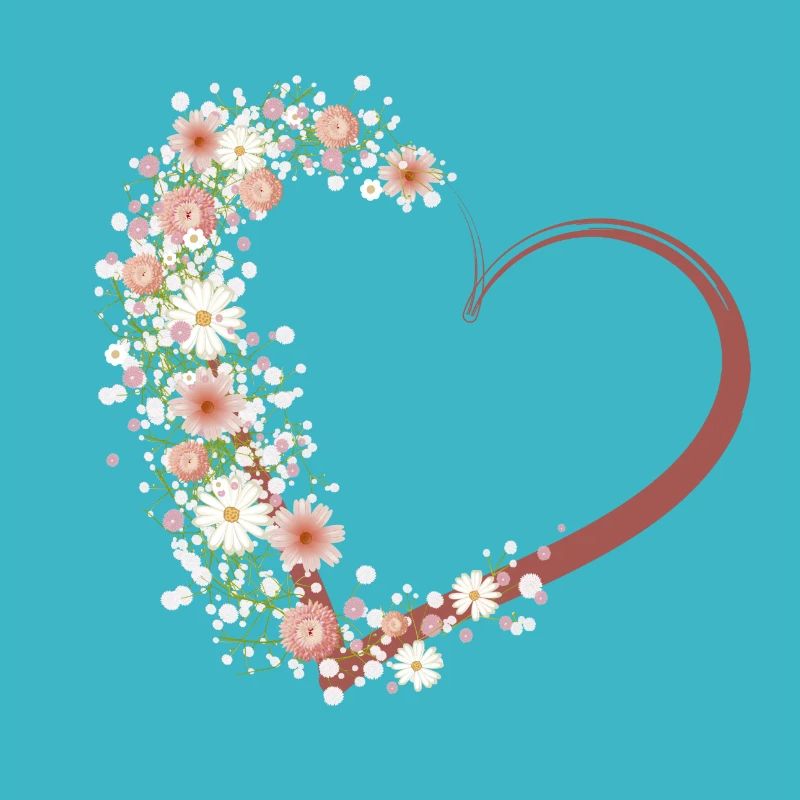 Coeur calligraphie embelli fleurs et souffle de bébé