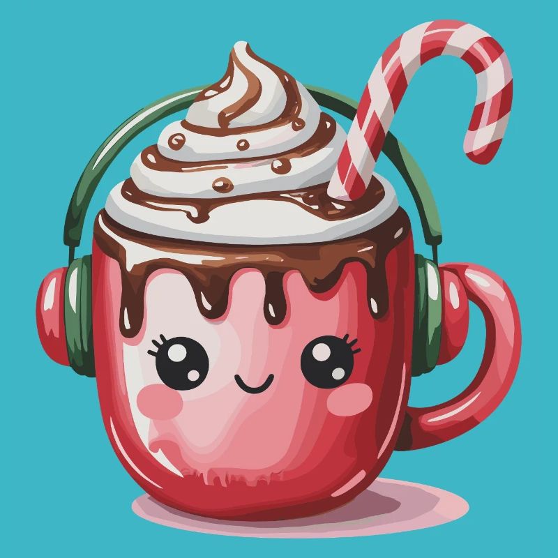 Cuddly cocoa with headphones