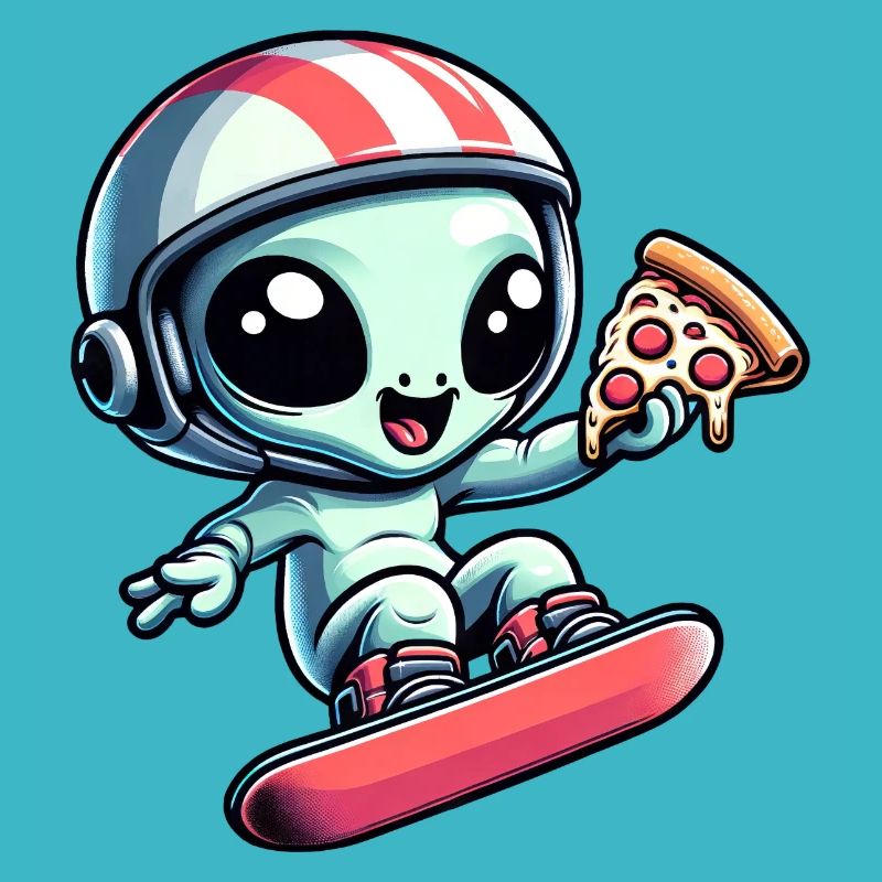 Mignon Comic Alien Snowboard Snowboarder