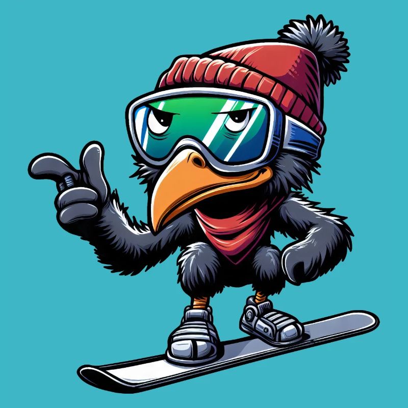 Emu Snowboarder Winterabenteuer
