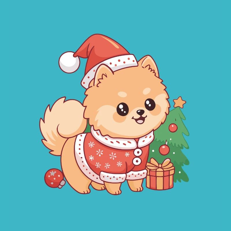 Chien Noël kawaii en pull