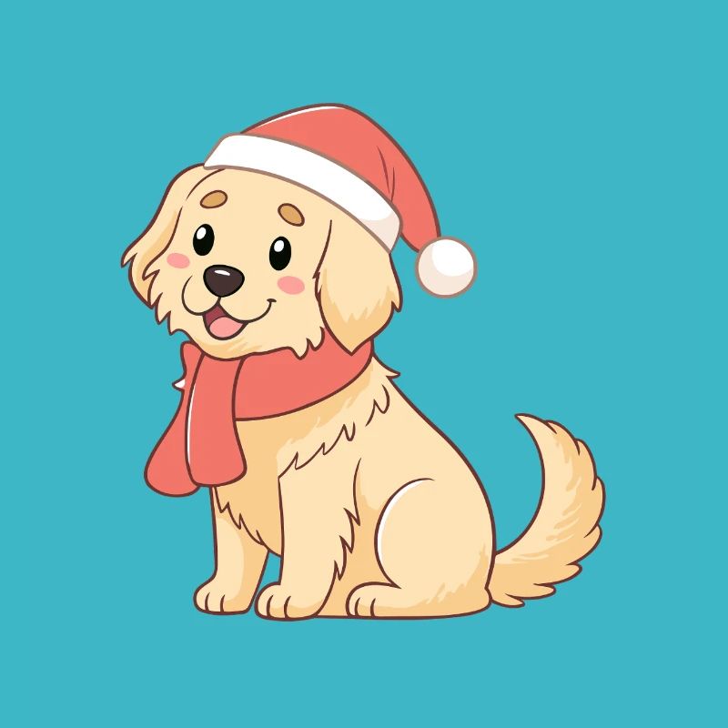 Chien Noël chaleureux dessin