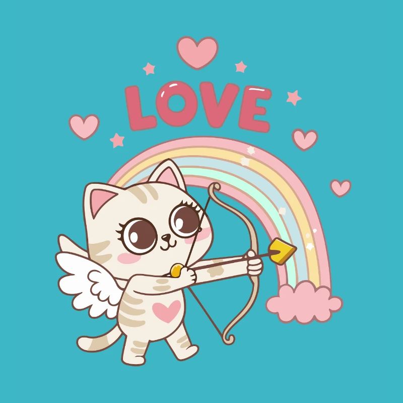 Celestial Cat Rainbow Love