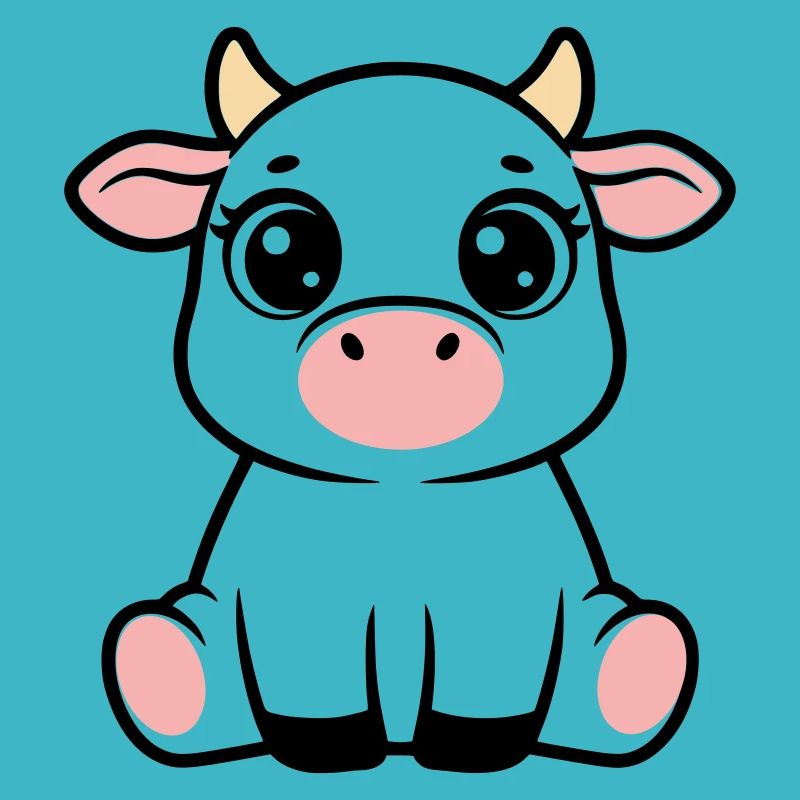 Süßes Kalb Baby Kuh Sitzend Kawaii