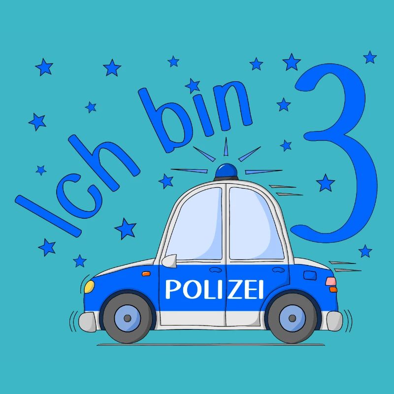 Polizeiauto Ich bin 3 Geburtstag Blau