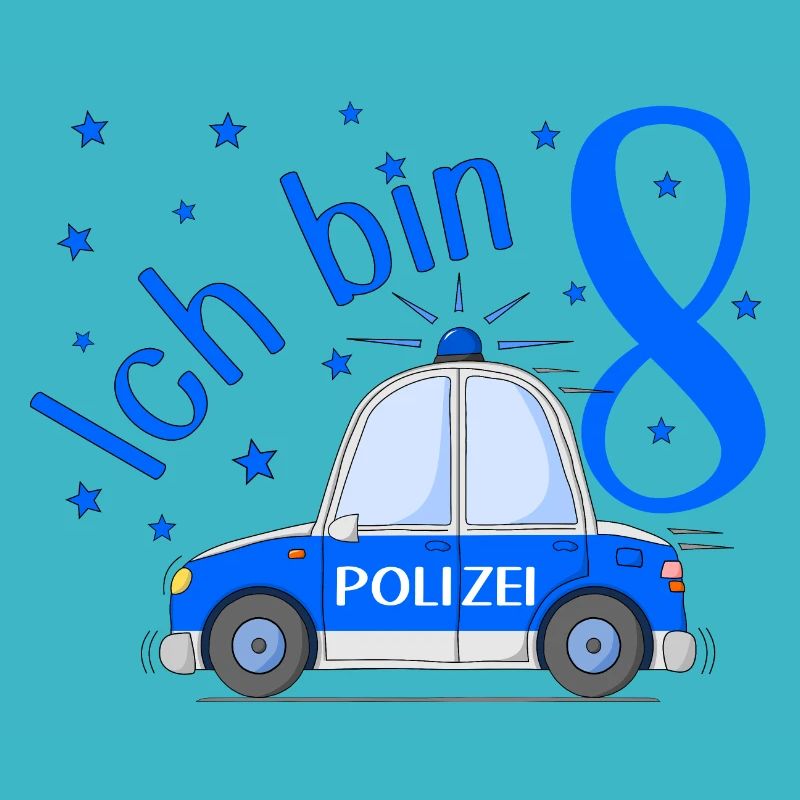 Polizeiauto Ich bin 8 Geburtstag Blau