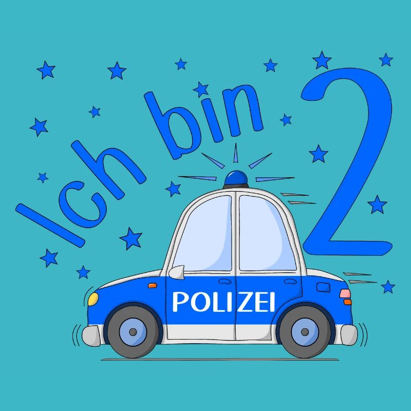 Polizeiauto Ich bin 2 Geburtstag Blau