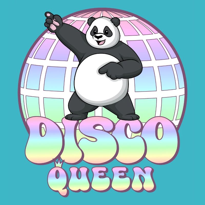 Discoqueen Panda Disco Ball Disco Queen Années 70