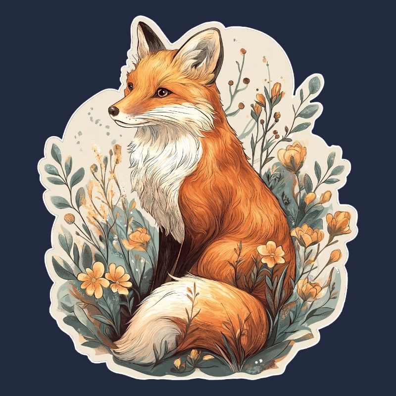 Renard avec des fleurs
