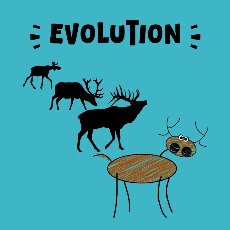 Die Evolution der Hirsche – Lustige Stadien der Evolution.