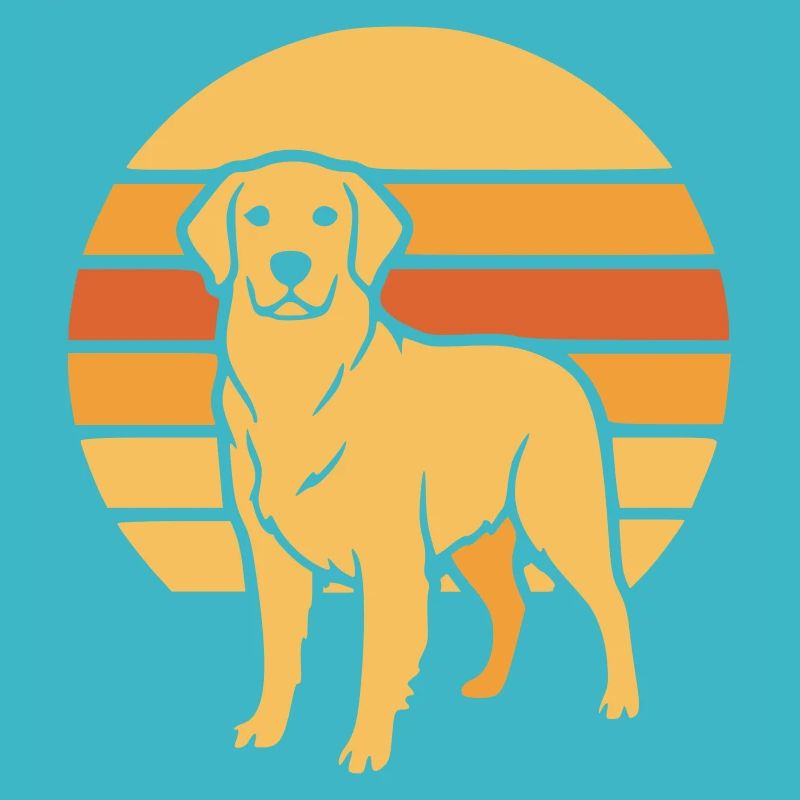 Dog Retro Sunset Flat Icon