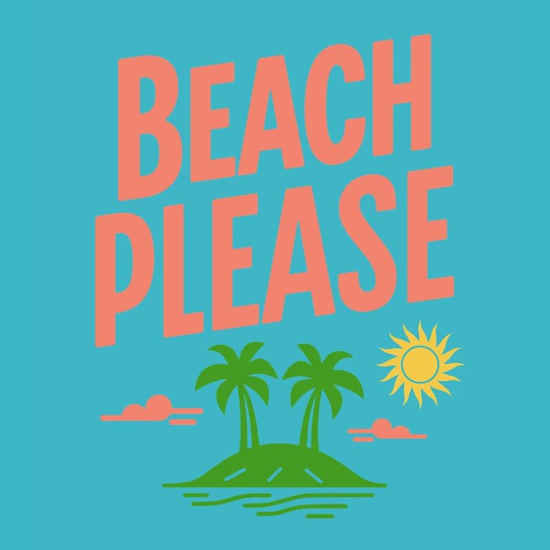 Beach Please Lustiger Strand Spruch Retro