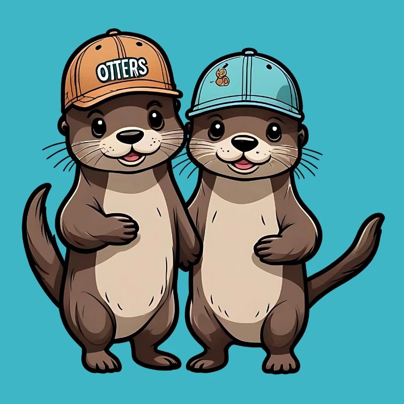 Two Cute Otter Buddies Buddies Forever