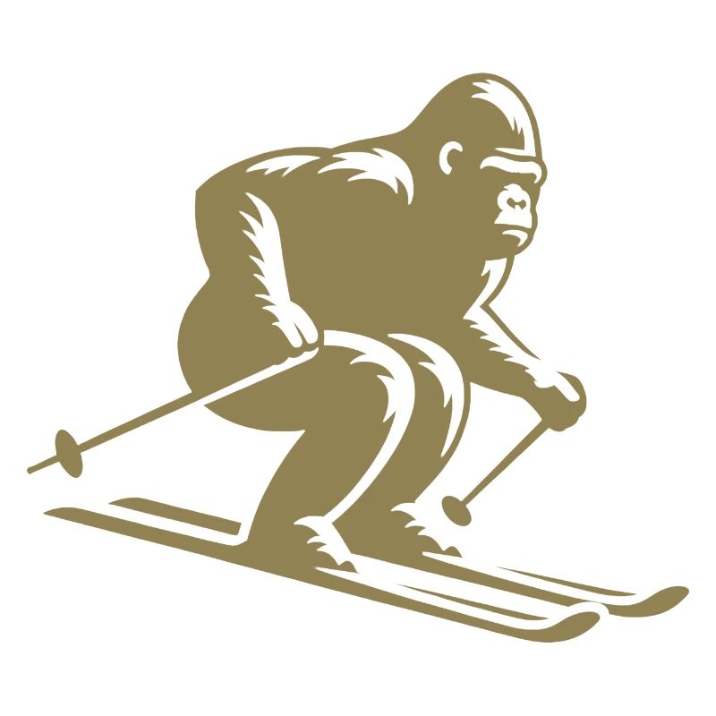 Singe Gorille Chimpanzé Ski Silhouette Design