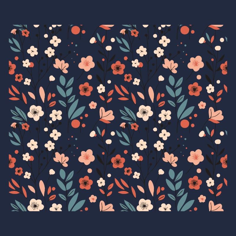 Cool Floral Seamless Pattern PNG