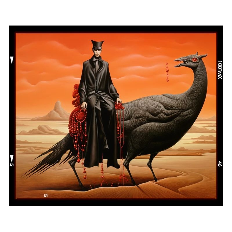Fantasie-Vogel mit Gothic-Figur surreal Fantasy