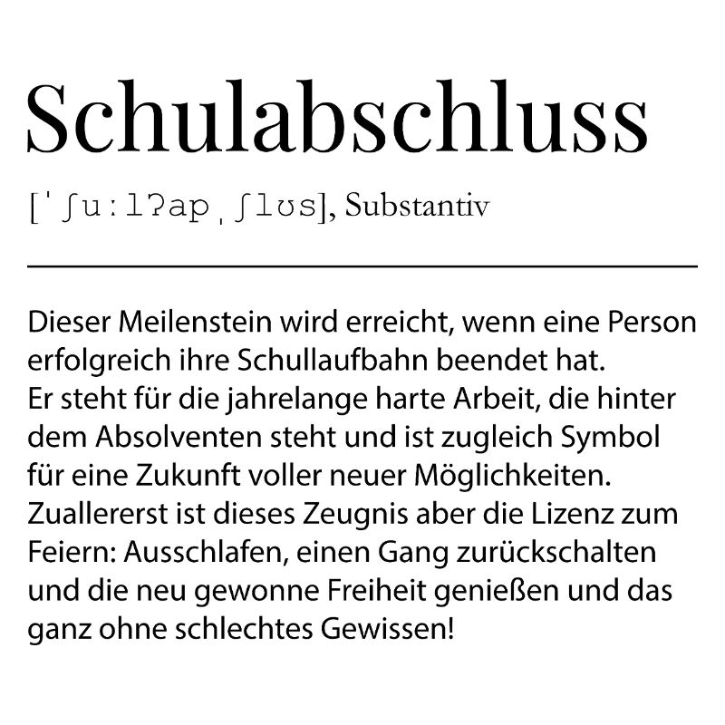 Schulabschluss Definition Schulabschluß Geschenk