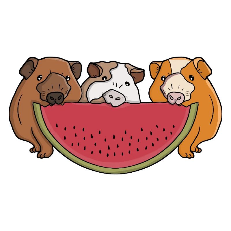 Illustration de cochons d'Inde ludiques et de pastèques