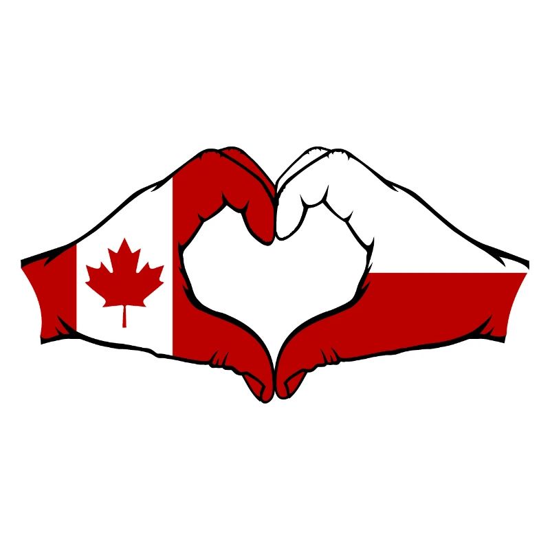 Drapeau du Canada de la Pologne en forme de coeur