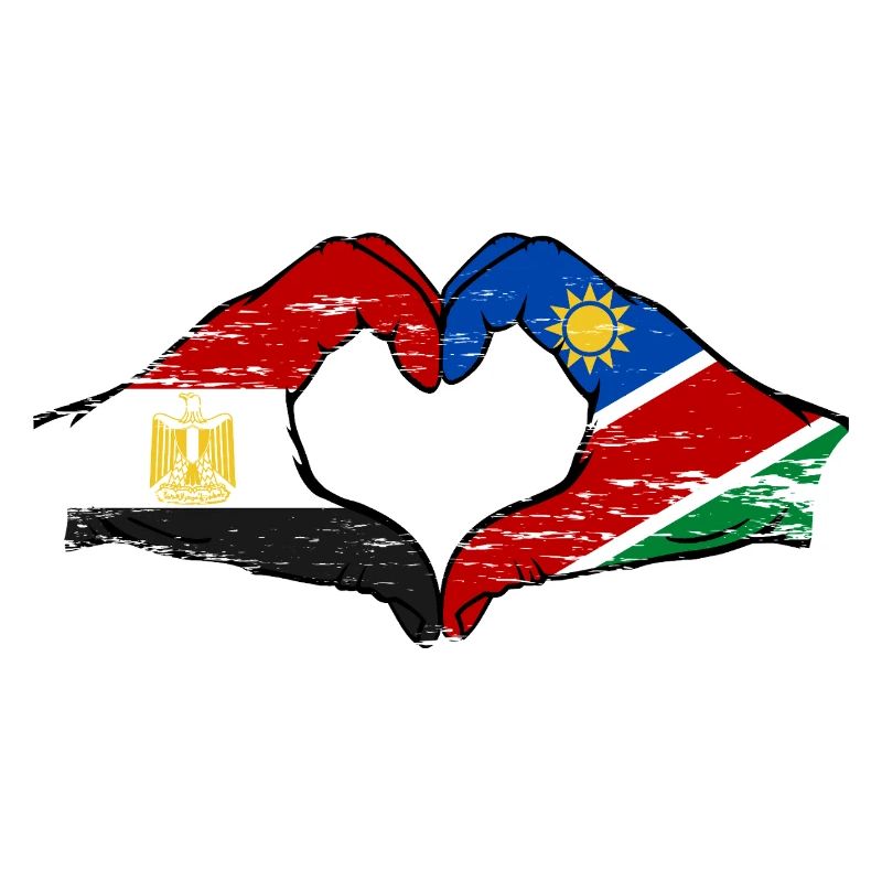 Egypt Namibia Flag Hands Heart Shape Used