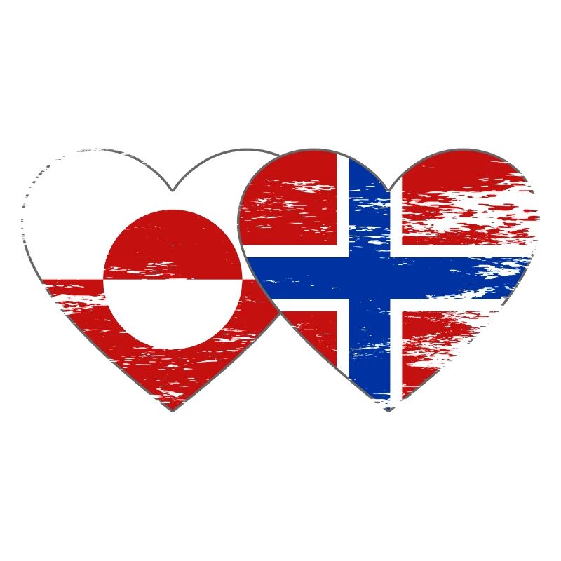 Mains du drapeau du Groenland, Norvège, forme de cœur utilisée