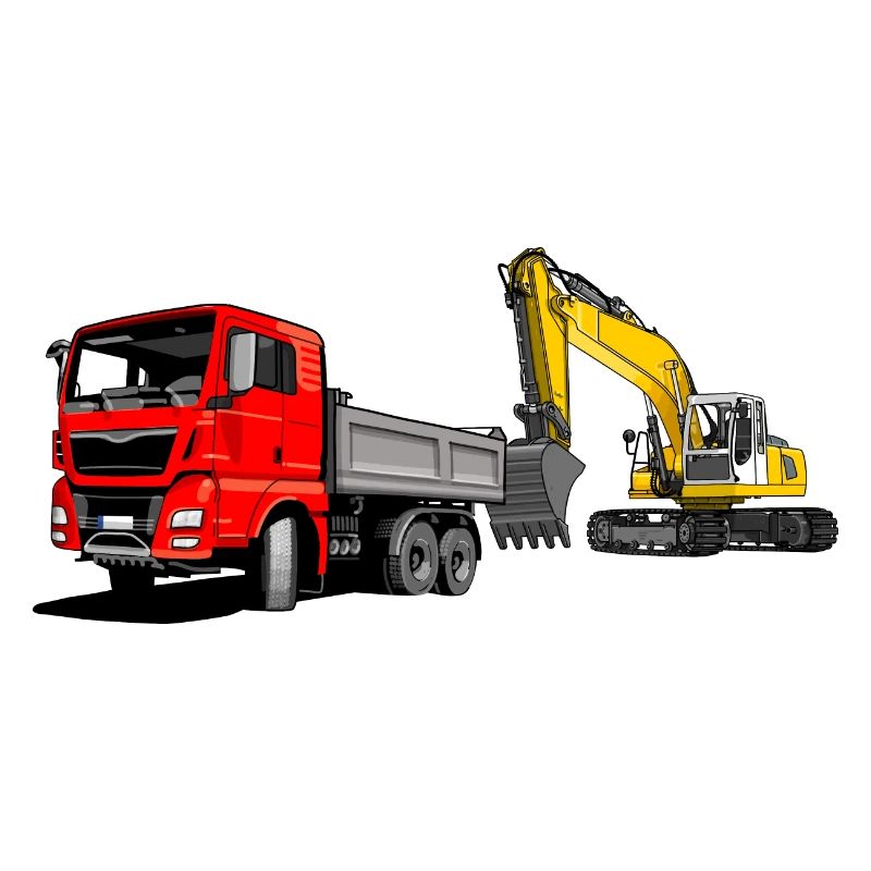 Lastauto mit Bagger