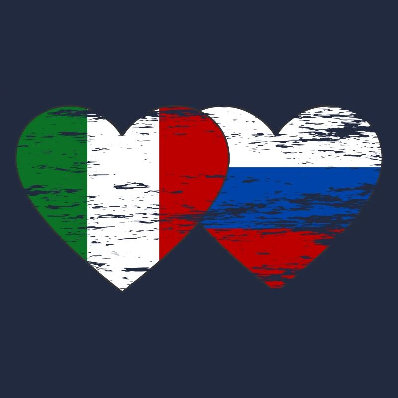 Italie Russie Drapeau Coeur Utilisé