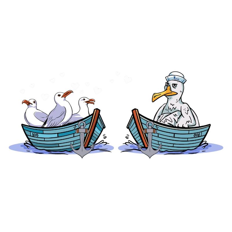 Möwen Boot Seemänner Liebe Seevögel Valentin