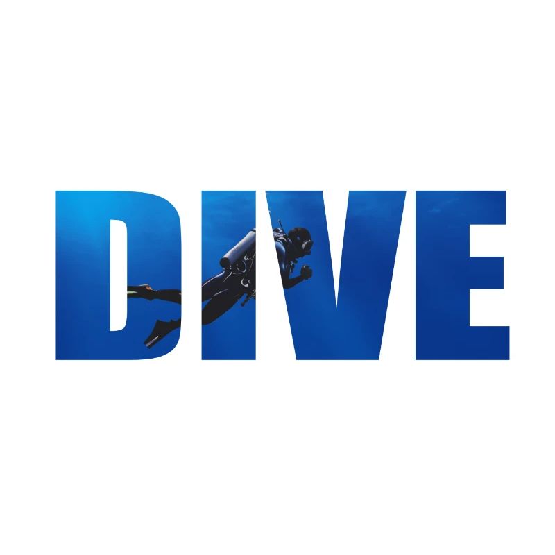 Dive Text with Diver in the Ocean