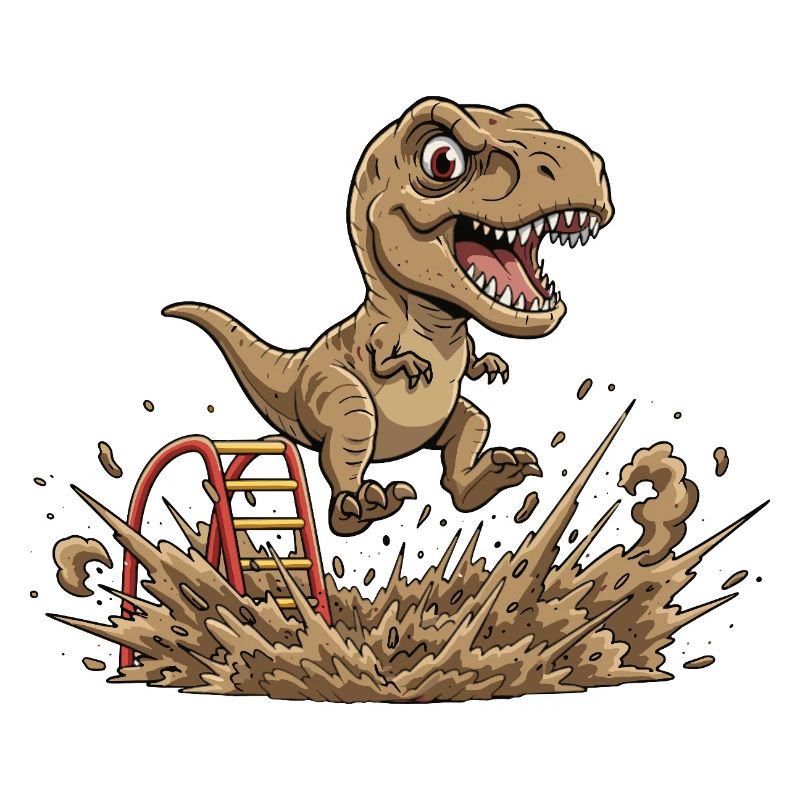 Dino jump in the mud