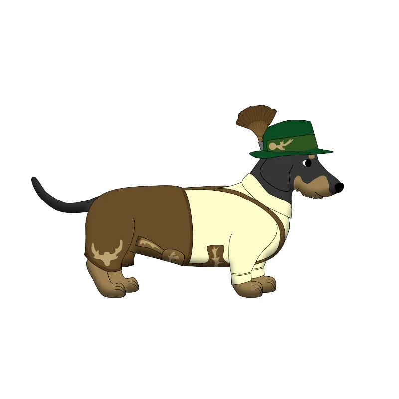 Der bayerische Dackel weißes Hemd